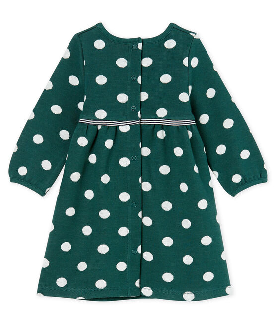 Robe manches longues bébé fille à pois vert SOUSBOIS/blanc MARSHMALLOW CN
