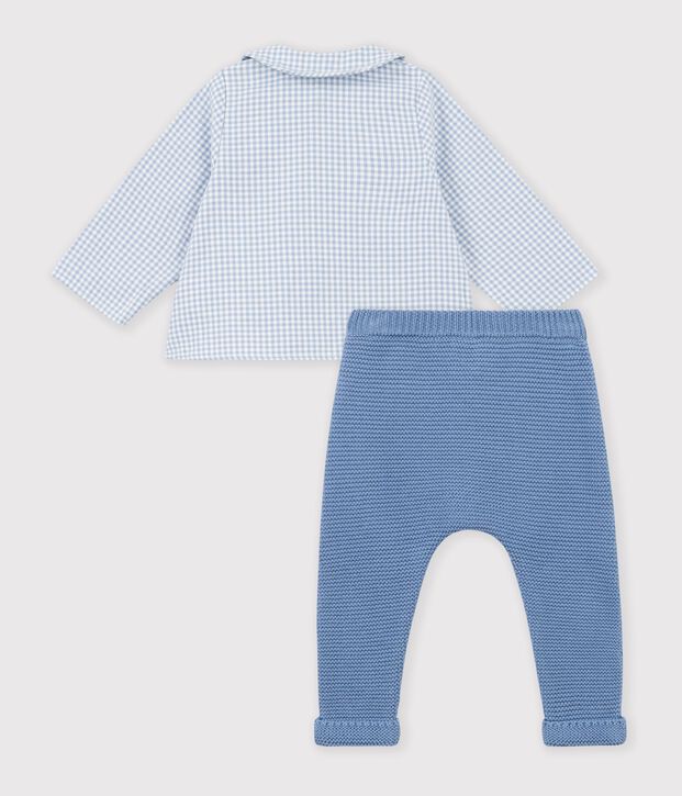 Ensemble b&eacute;b&eacute; en coton brod&eacute; poitrine imprim&eacute; vichy multicouleur
