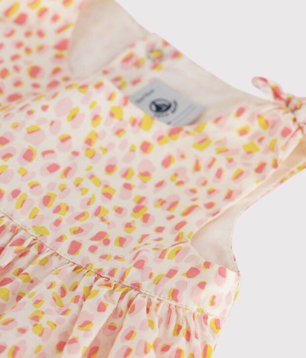 Robe b&eacute;b&eacute; en coton sans manches imprim&eacute;e blanc/multicouleur
