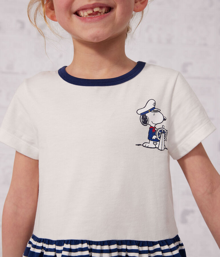 Robe manches courtes en coton enfant fille bleu MEDIEVAL/blanc MARSHMALLOW