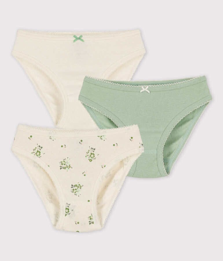 Lot de 3 culottes petite fille fleurs en coton et lin variante 1