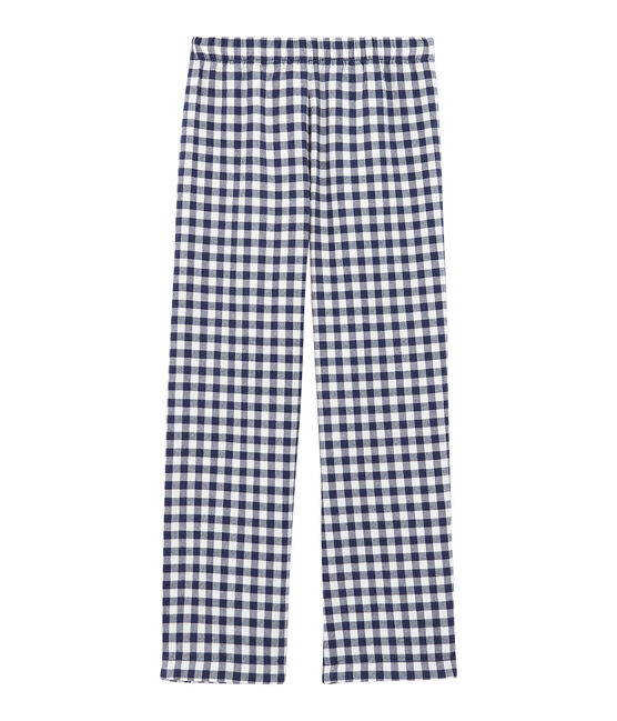Pantalon de pyjama garçon blanc LAIT/bleu MEDIEVAL
