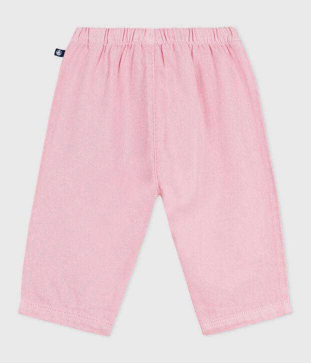 Pantalon b&eacute;b&eacute; en coton souple, uni rose clair