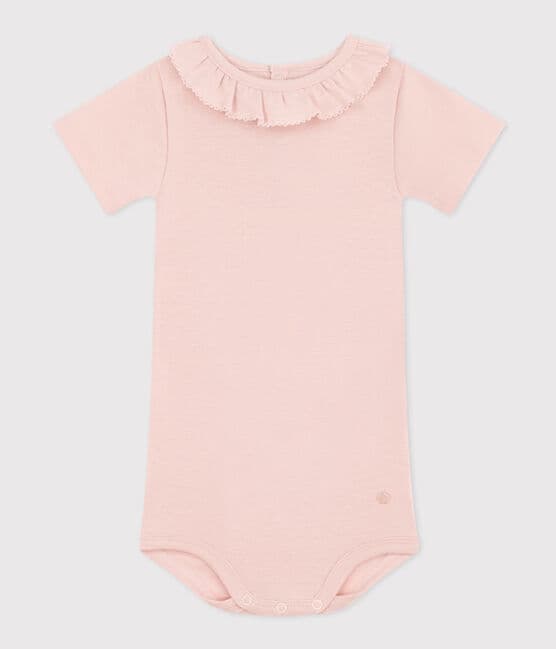 Body manches courtes bébé à collerette en coton rose SALINE