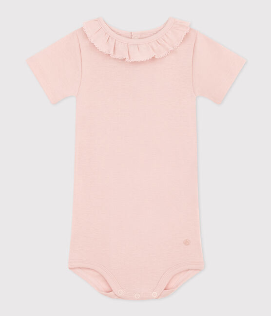 Body manches courtes bébé à collerette en coton rose SALINE