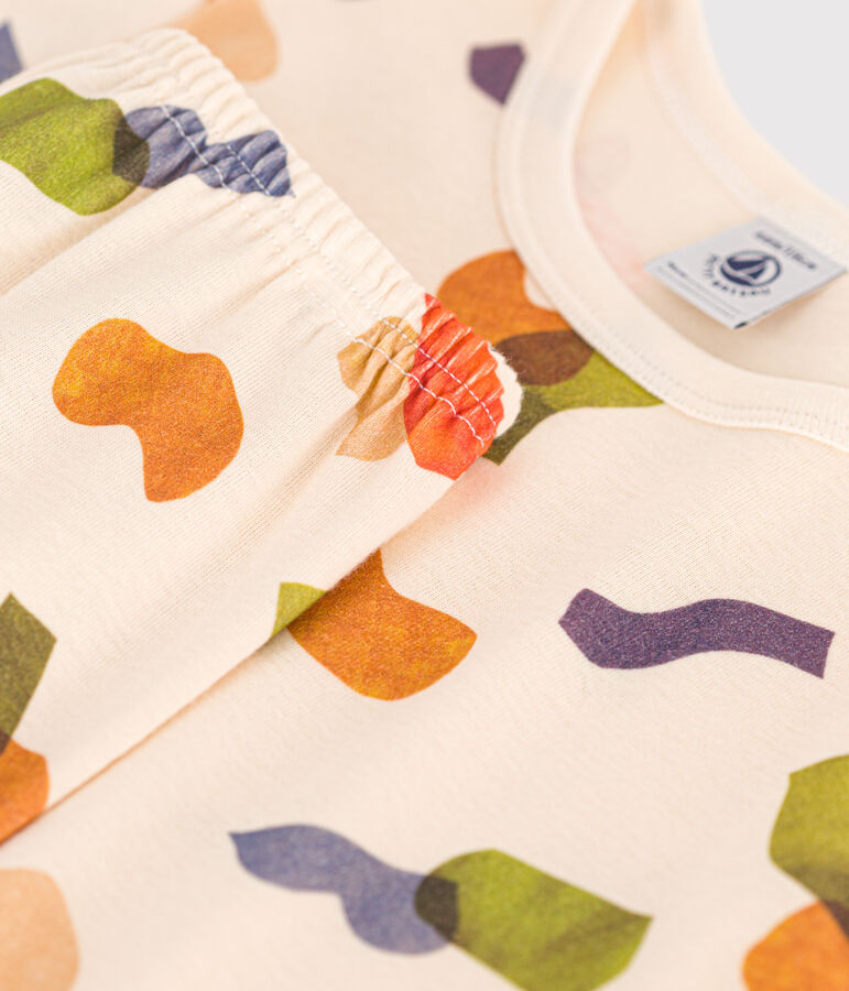 Pyjama short imprim&eacute; en coton enfant &eacute;cru/multicouleur