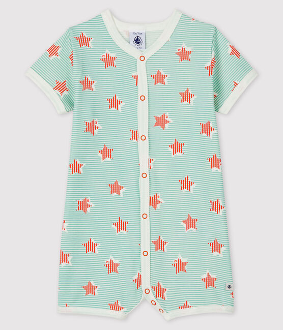 Combicourt bleu à rayure et étoiles bébé en côte blanc MARSHMALLOW/blanc MULTICO