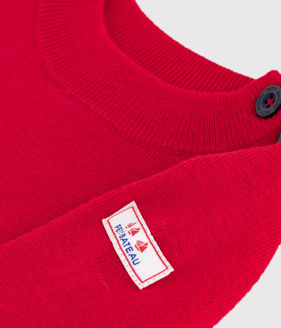 Pull marin bébé en laine et coton uni rouge POMPEI