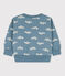Sweatshirt bébé imprimé oiseaux en coton bleu ROVER/blanc MARSHMALLOW