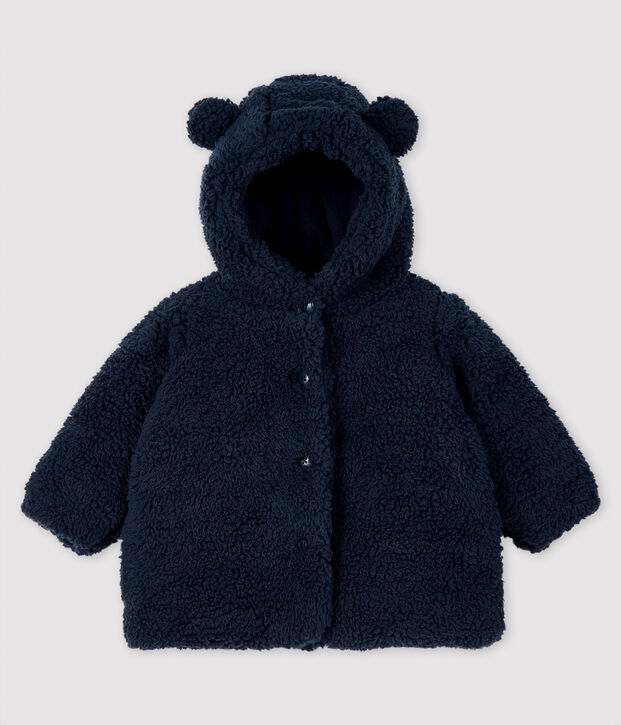 Manteau sherpa b&eacute;b&eacute; fille bleu marine