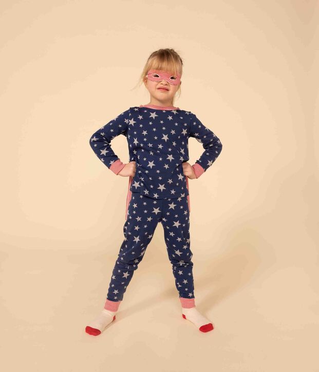 Pyjama d&eacute;guisement avec un masque phosphorescent en coton enfant bleu/blanc