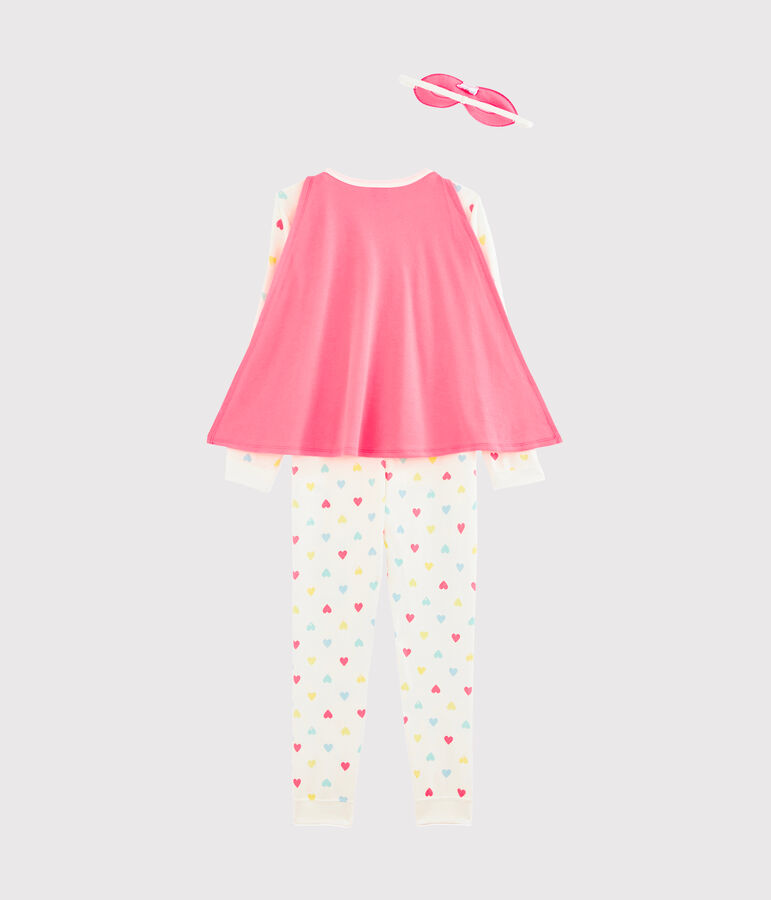 Combinaison d&eacute;guisement avecun masque petite fille blanc MARSHMALLOW/blanc MULTICO