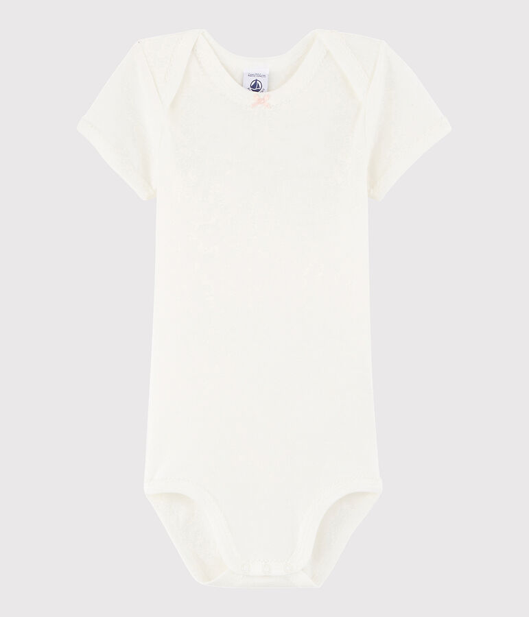 Body manches courtes b&eacute;b&eacute; fille blanc MARSHMALLOW