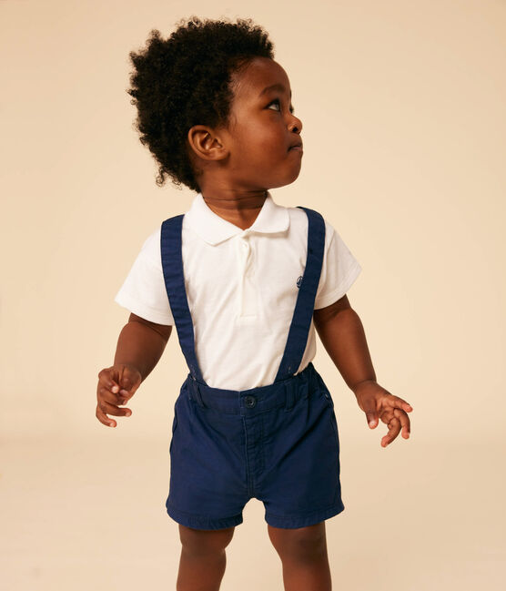 Polo manches courtes en coton bébé blanc MARSHMALLOW