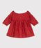 Robe bébé en coton manches longues imprimée et col brodé rouge AMARANTE/ TERKUIT