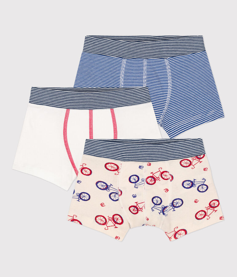 Lot de 3 boxers velo petit gar&ccedil;on en coton multicouleur