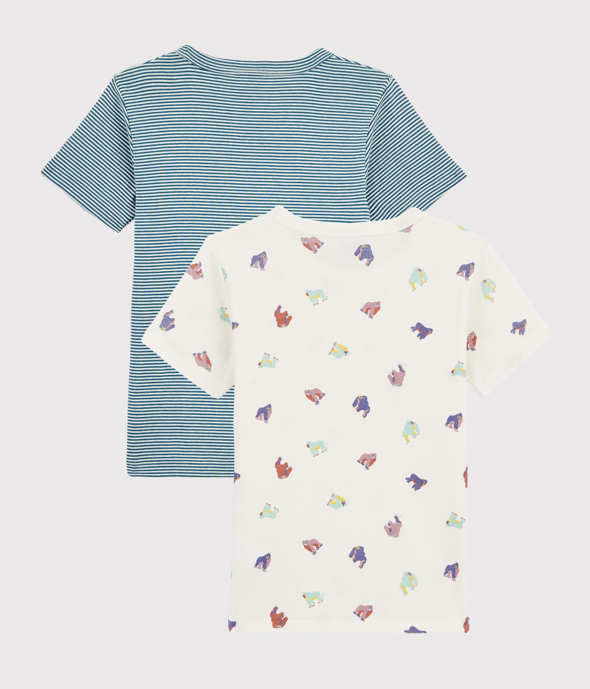 Lot de 2 tee-shirts motifs manches courtes imprimé singe petit garçon  variante 1 | Petit Bateau