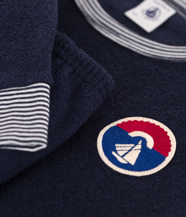 Pyjama en bouclette &eacute;ponge enfant bleu marine