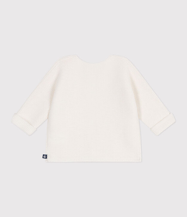 Cardigan b&eacute;b&eacute; mixte en coton uni blanc