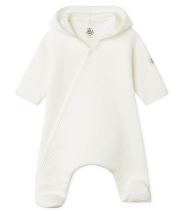 Combinaison longue b&eacute;b&eacute; en tubique matelass&eacute; blanc