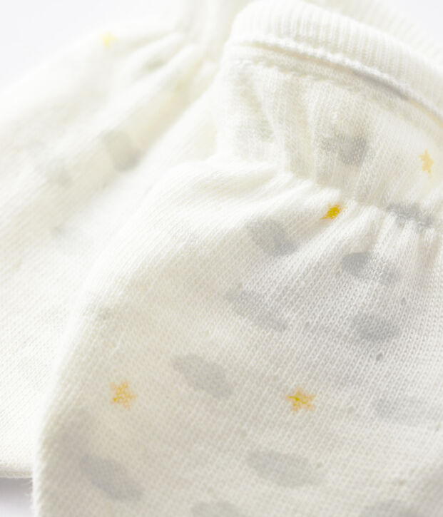 Moufles anti-griffures b&eacute;b&eacute; en tubique en coton biologique blanc/multicouleur