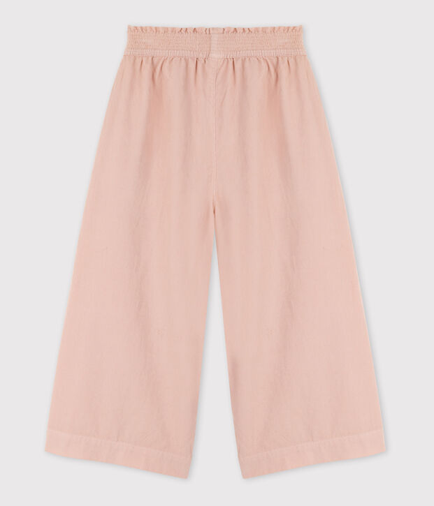 Pantalon large en velours fin enfant fille rose