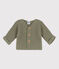 Cardigan bébé tricot point mousse en coton vert MARECAGE