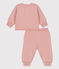 Ensemble 2 pièces bébé en tricot laine et coton rose SALINE
