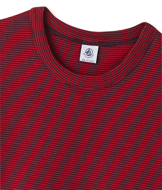 T-shirt femme rayé milleraies bleu SMOKING/rouge MARS