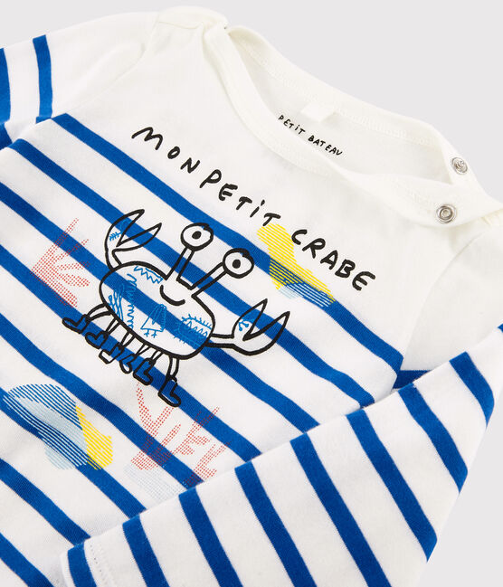 Marinière bébé fille/garçon Serge Bloch blanc MARSHMALLOW/bleu PERSE