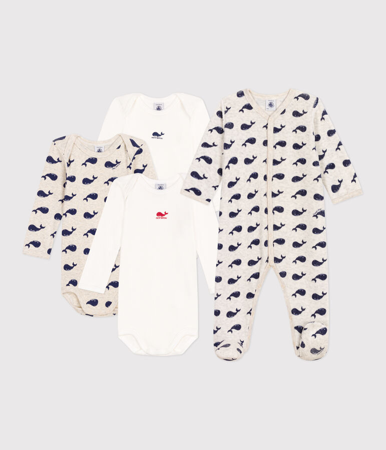 Lot de 1 pyjama b&eacute;b&eacute; et 3 bodies baleines variante 1