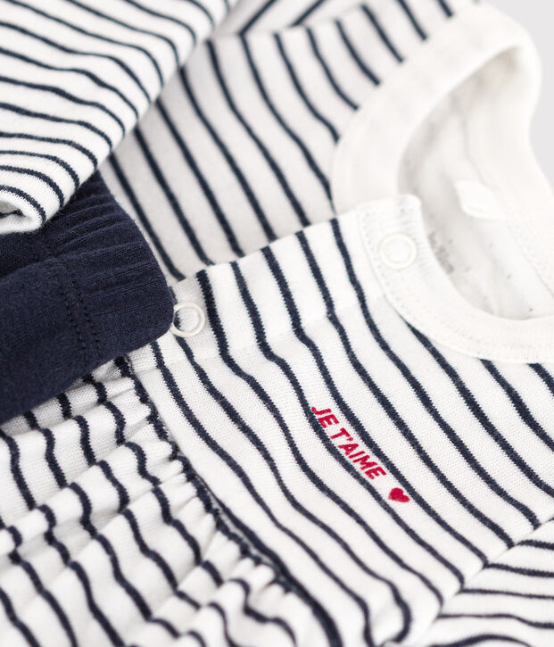 Robe marini&egrave;re et legging en coton b&eacute;b&eacute; blanc/bleu