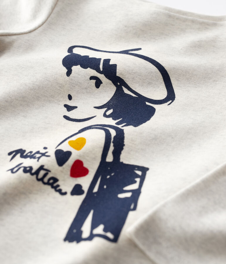 Tee-shirt manches longues en coton enfant fille beige MONTELIMAR CHINE