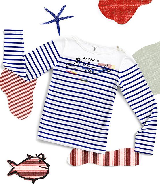 Marinière Femme Serge Bloch blanc MARSHMALLOW/bleu PERSE