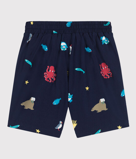 Short de bain recyclé imprimé enfant garçon bleu MEDIEVAL/blanc MULTICO