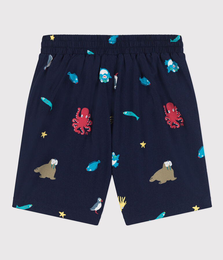 Short de bain recycl&eacute; imprim&eacute; enfant gar&ccedil;on bleu/multicouleur