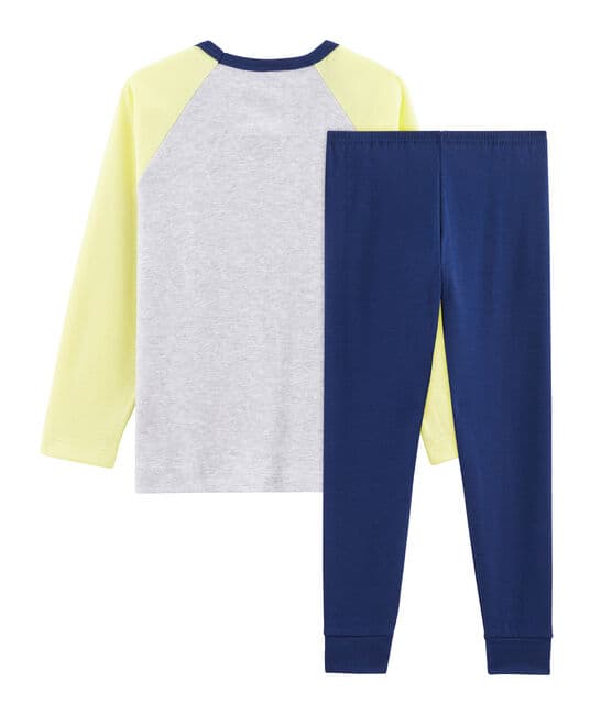 Pyjama petit garçon en côte bleu MEDIEVAL/blanc MULTICO