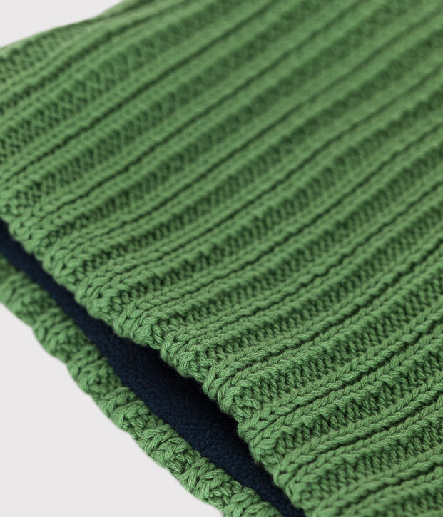 Snood en tricot doubl&eacute; en polaire enfant vert