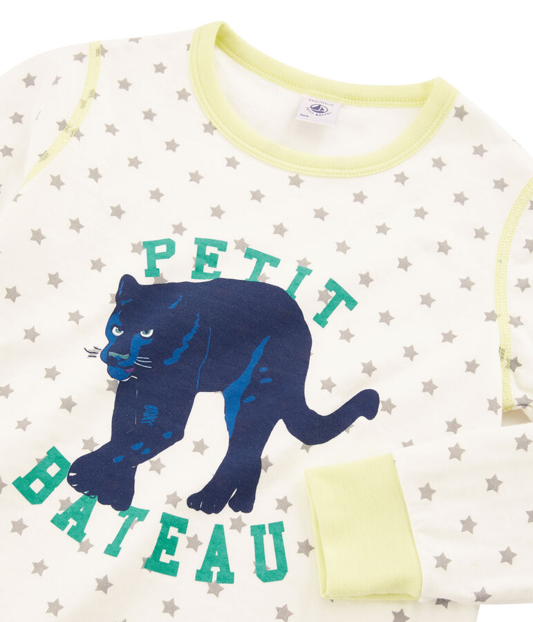 Pyjama petit gar&ccedil;on en tubique blanc/gris