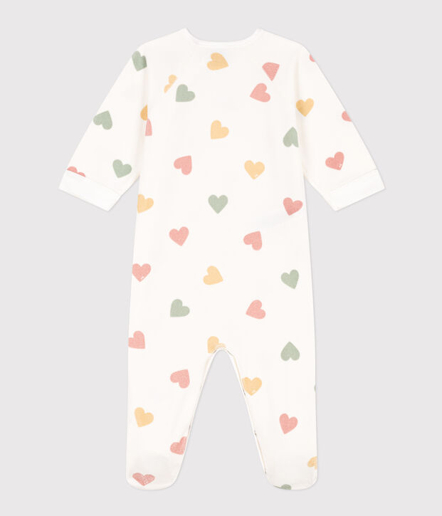 Pyjama coeurs multicolores en velours b&eacute;b&eacute; blanc/multicouleur