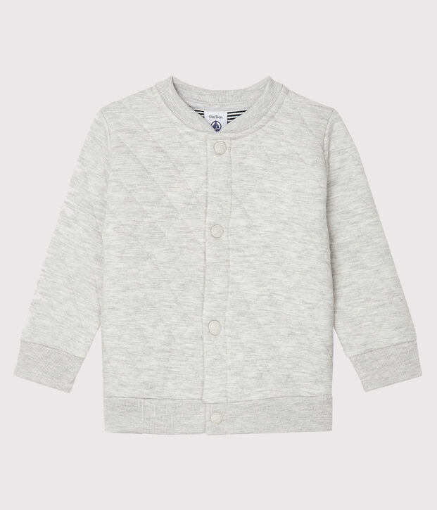 Cardigan b&eacute;b&eacute; gar&ccedil;on en tubique matelass&eacute; gris