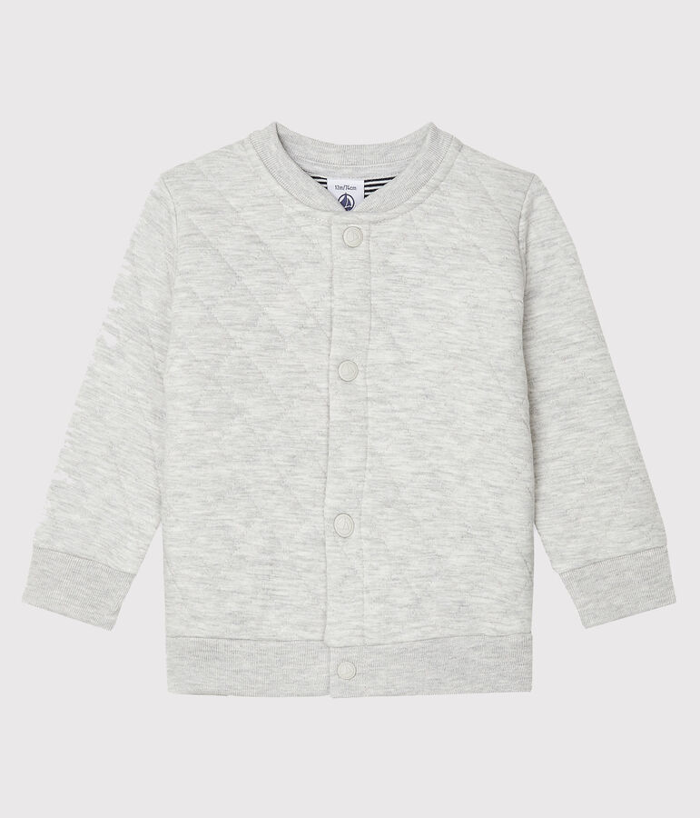Cardigan b&eacute;b&eacute; gar&ccedil;on en tubique matelass&eacute; gris BELUGA
