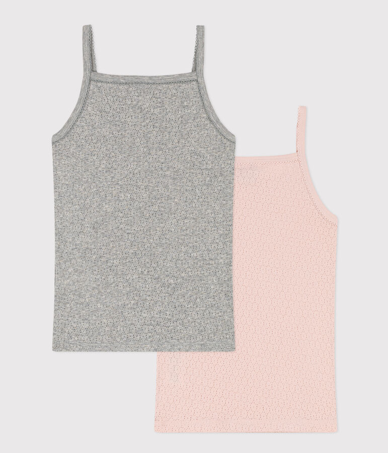 Lot de 2 chemises &agrave; bretelles en coton ajour&eacute; petite fille variante 1