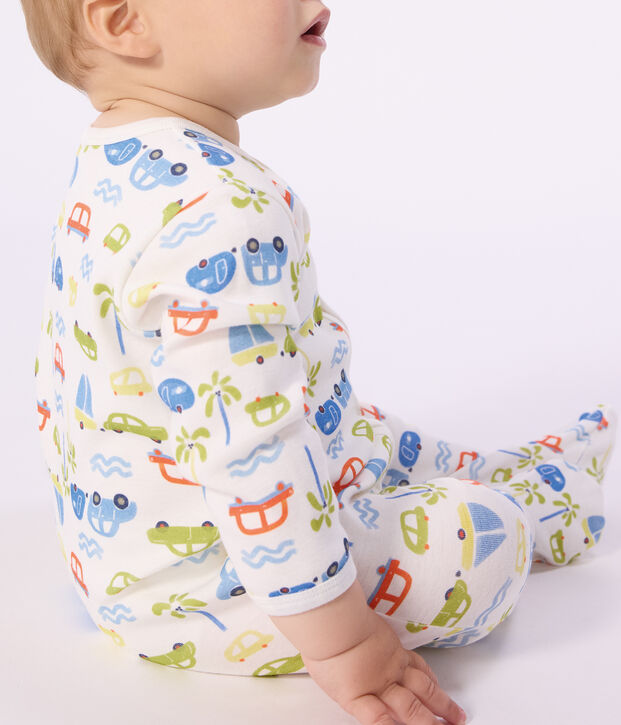 Pyjama b&eacute;b&eacute; en coton imprim&eacute; voitures blanc/multicouleur