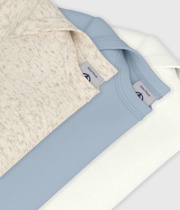 Lot de 3 bodies manches courtes en coton uni b&eacute;b&eacute; multicouleur