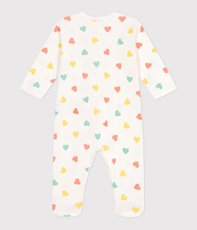 Pyjama b&eacute;b&eacute; en coton c&oelig;urs blanc MARSHMALLOW/blanc MULTICO