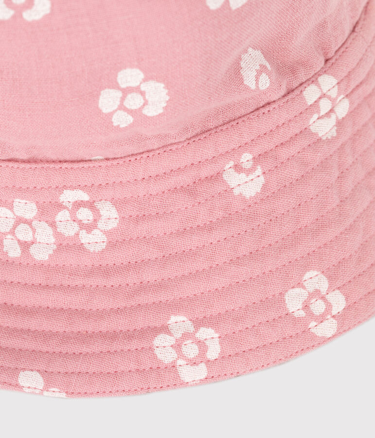 CAPELINE EN GAZE DE COTON A FLEURS ROSE ENFANT FILLE rose CHARME/blanc MARSHMALLOW