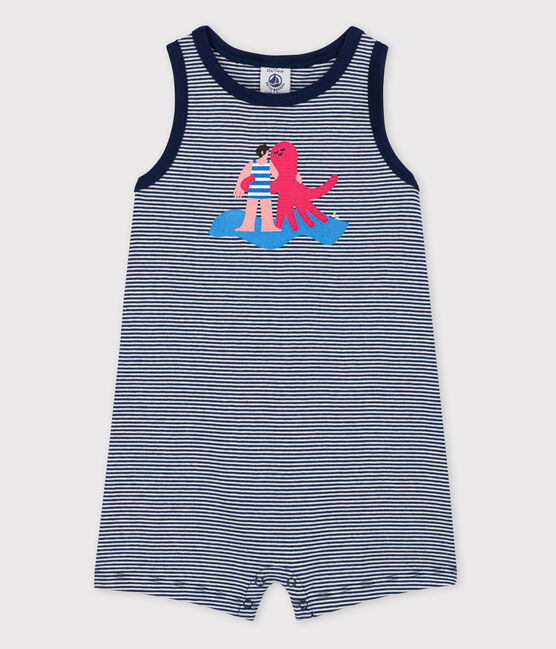Combinaison Bébé Petit Bateau x Water Family bleu MEDIEVAL/blanc MARSHMALLOW