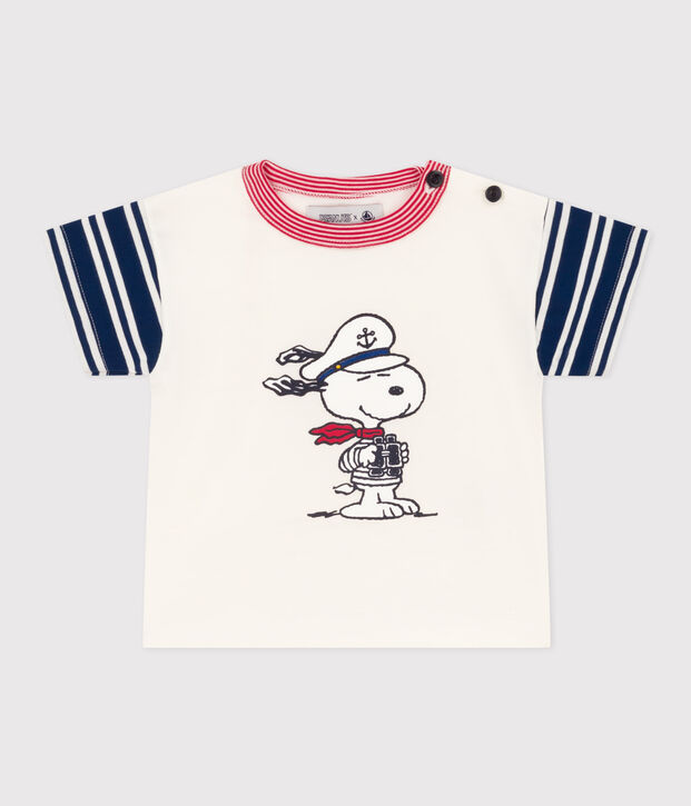 Tee-shirt Petit Bateau X Snoopy en jersey l&eacute;ger b&eacute;b&eacute; blanc/multicouleur