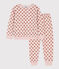 Pyjama fleur petite fille en velours rose SALINE/blanc MULTICO